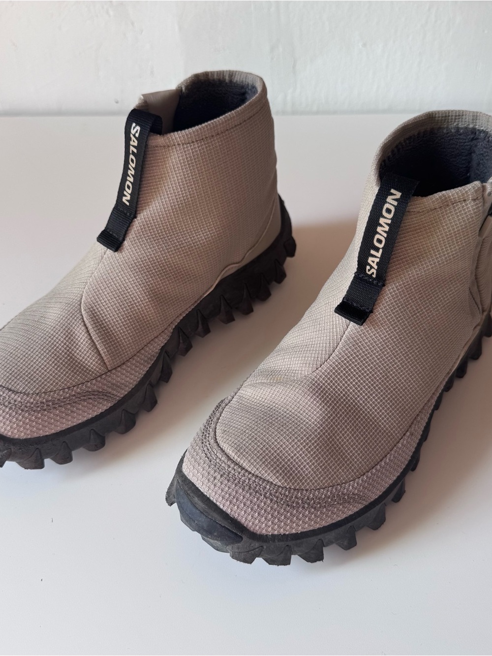 Salomon Men's Taupe Slip-On Trail Boots with Black Lug Sole
